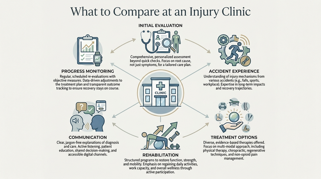 Comparing evaluation and treatment options at an accident injury clinic
