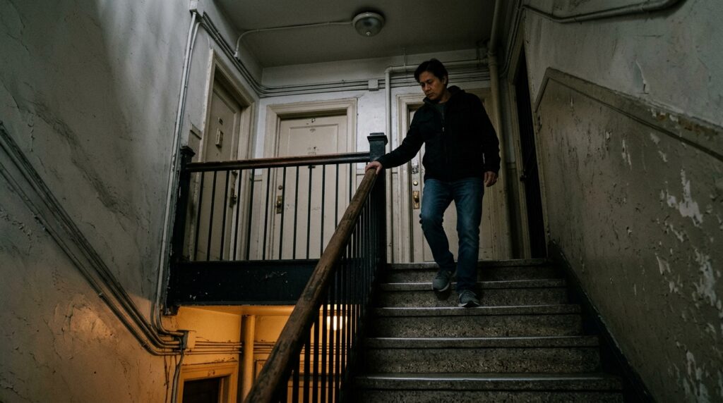 Inadequate Lighting Injury Claims in New York Inadequate stairway lighting creating a potential injury hazard in a New York apartment building